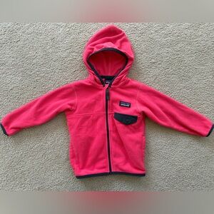 Patagonia Baby Micro D Fleece Zip Hoodie Hot Pink Navy 12-18 Months Girl
